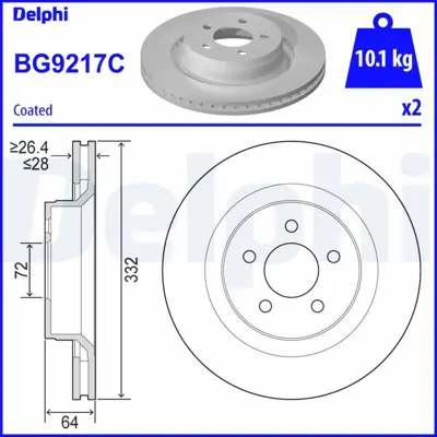 DELPHI BG9217C Fren Dıskı (Teklı Paket)   Boyalı Delıklı Ã–n Dodge -- Jeep  Nıtro -- Lıberty06-2007 > 4779599AB