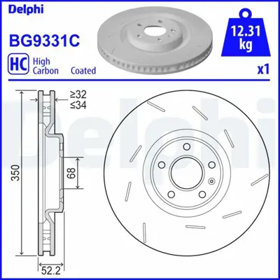 DELPHI BG9331C Fren Aynası (Delıklı) On Sol Porsche Macan 95b Mcncc Mcyna Mcynb Mcypa 2.0 2.9 3.0tsı Tdı 14> 95B615301