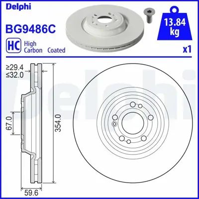 DELPHI BG9486C Fren Dıskı (Teklı Paket)   Boyalı Delıklı Ã–n Gle350gle40012-2018> 1674210701