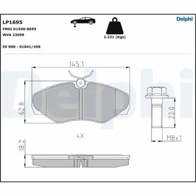 DELPHI LP1695 Ön Balata Trafıc 3.01 06 Vıvaro 8.01 06 Prımastar 01 06 4106000QAE