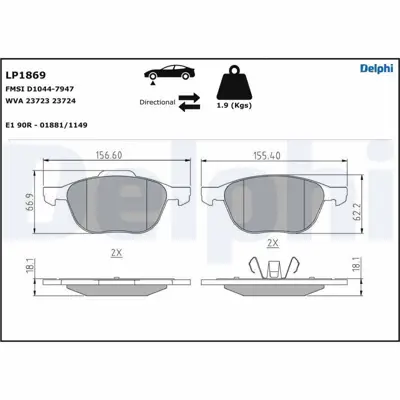 DELPHI LP1869 On Fren Balatası Mazda 3 03 Mazda 3 09 Mazda 5 05 Mazda 5 10 Focus Iı 04 - Focus Iı C Max 0407 C Max 07 - Focus Iıı 11 - 1,6eco - 1,6tdcı - 1,8tdcı - 2,0tdcı Kuga 2,0tdcı 07 - Mazda Iıı Mazda V Volvo C30 C70 Iı S40 Iı V50 03 31341301, C2Y33323ZA, MECV6J2K021AA