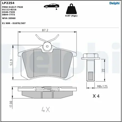 DELPHI LP2254 Arka Fren Balatasi Golf Iv Bora Audi A1 A3 A4 A6 A8 Altea Cordoba Ibiza Iii Iv V - Megane Ii Iii Megane Iv Hb Fluence - C3 P307 P1007 Partner Ii Berlingo Ii C3 Picasso C3 Iii Ds3 P207 1,4ı 1,6ı 16v 2,0ı 2,0hd P308 C4 P807 C8 7701206343