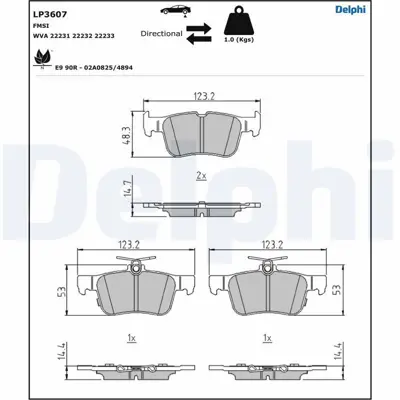 DELPHI LP3607 Arka Fren Balatası Focus Iv 18 > Galaxy 15 > Kuga Iı 14 > Mondeo V 14 > S-Max 15 > 5341207