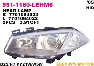 DEPO 551-1160L-LEHM6 Far Sol 7701054660, 7701064023, 88338, 4327985V