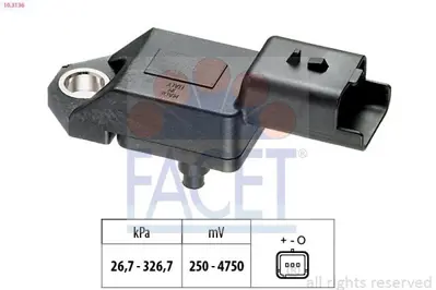 FACET 10.3136 Sensor  Emme Borusu Basıncı Ford Galaxy 2.2  08>11- Mondeo Iv 07>11- 2.2   Cıtroen C5 2.2 Hdı 08>ja 1438809, 6G9Q9F479AA, 6G9Q9F479AB, C2Z14334, 9649396580, 1865A122, 1920LG, LR001324, 96493965, 1427942