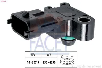 FACET 10.3244 Sensor Emme Borusu Basinci Ford Fiesta Vi (Cb1, Ccn): 1.0 Ecoboost B Max C Max Ii (Dxa - Cb7, Dxa - Ceu) Custom V362 12>15 2.2 Tdci Trabsit V363 12>17 2.2 Tdci -Boxer Iii-Jumper Iii F AG919F479AB, 1762251, LR038762, 31338107, 31460674, 1913600, 1682141, AG919F479AA, AG919F479AC, C2G2675