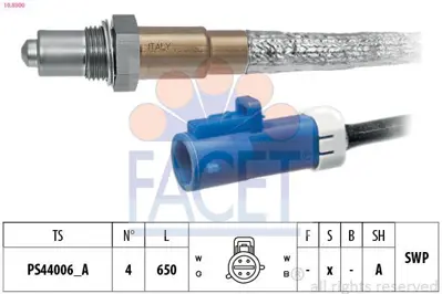 FACET 10.8300 Oksıjen Sensoru Focus Cmax 04> Focus Iı 05>focus Iıı: 1.6 13> Volvo C30 07>12 S40 04> 435mm 1325748