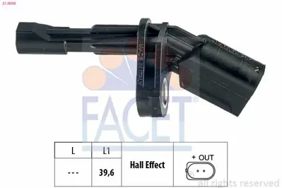 FACET 21.0008 Abs Sensoru Arka Sağ Golf V Octavıa Iı Passat Touran 04>11 1K0927808
