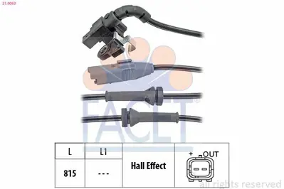 FACET 21.0063 Tekerlek Hız Sensoru 307-308-C4 I-Iı-Ds4 454508