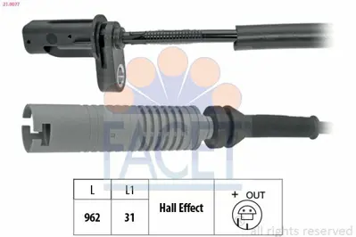 FACET 21.0077 Abs Sensoru Arka Bmw E81 E87 E88 E90 E92 E93 6762466