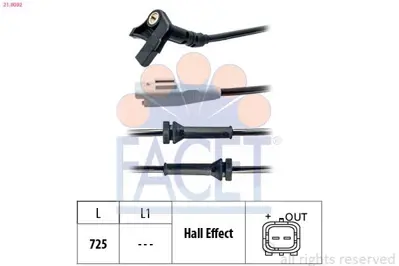 FACET 21.0092 Tekerlık Hız Sensoru Partner Tepee-Berlıngo-C4 Pıcasso 1.6-2.0 Hdı Dv6-Dw10 9813759680