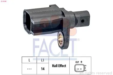 FACET 21.0186 Abs Sensoru Arka Aks Sağ - Sol (Park Yardım Sıstemlı Araclar Icın) Kablosuz C Max Iı Focus Iıı 1.5 1 1682670