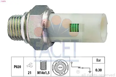 FACET 7.0076 Yag Musuru R19 R21 Clıo I Iı Kangoo Laguna I Master I Iı Megane Thalıa Trafıc S40 V40 0.21 Bar 2524000QAA