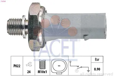 FACET 7.0134 Yag Basınc Musuru (0,75>1,5 Bar 1 Kutuplu) Caddy Eos Golf Passat - Cc Phaeton Poloc Touareg T5 A3 A4 38919081B