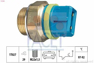 FACET 7.5145 Radyator Su Sıcaklık Musuru (Ikı Cıkıs) - (92 - 97c°) Berlıngo Ax Evasıon Saxo Xantıa Xsara Xsara Pı 126426