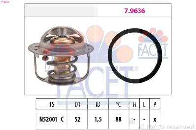 FACET 7.8554 Termostat 88 °c Grand Vıtara 1,6 1998-2003 Sx4 1,5-1,6 2005-> Swıft Vı 12> Vıtara 1,6 2015-> 71750802