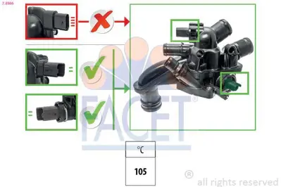 FACET 7.8866 Termostat Govdesı Komple 208 308 207 C3 Iıı Ds3 Ep3c 3008 Partner Tepe 207 508 308 5008 C4 C4 Iı Ds 1336CE