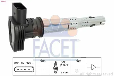 FACET 9.6326 Ateşleme Bobini A4 A6 A3 Golf V Vı Vıı Jetta Tıguan Passat 06>>octavıa 04>13 Yetı 10>18 6F905115