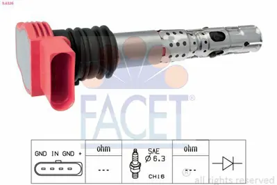 FACET 9.6336 Ateşleme Bobini Audı A4 05>08 A6 02>08 A8 04>07 6C905115A