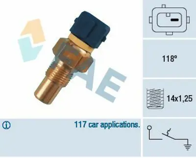 FAE 35290 Su Sicaklik Musuru P106 P206 P205 P405 Bx Zx Ax C2 C3 Tu3jp Partner Ii Berlingo Ii C4 P307 C3 Tu5jp4 (1,6 16v) P301 C Elysee P308 Ec5 Motor (Sil,Kapaktaki) 24278