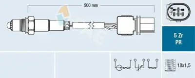 FAE 75078 Oksıjen Sensoru Lambda Sondası (5 Kutuplu 490mm) Audı A4 - A4q A5 A6 - A6q Q5 Exeo 0816 03L906262