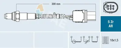 FAE 75115 Oksıjen Sensoru Lambda Sondası (5 Kutuplu 310mm) Audı A5 08>11 A6 - A6q 05>11 22906262CA, 3C906262BH, 3C906262D, 6E906262K, 6F906262R, 6F906262AC, 6G906262E, 6G906262F, 6J906262AA, 6J906262M