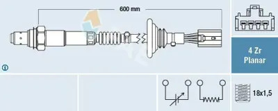FAE 77611 Oksıjen Sensoru Volvo S40 I (644) 2.0 T4 00>03 V40 (645) 2.0 T4 00>04 MN135963, MN137944, MN153009, MN153037, MN153038, MN153156, MN158759, MN158773, MN158916, MN158917