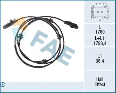 FAE 78518 Arka Abs Sensoru P407 C5 Iıı C6 3,0 V6 - 2,2hdı - 2,7hdı - 1,8 - 2,0 - 1,6hdı - 2,0hdı 04> 4545C0, 4545G7, 9642688280, 9664699480, 4545G1, 4545H6, 4545J0, 9665631780, 4545G9, 1400968980