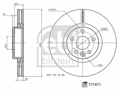 FEBI BILSTEIN 171471 On Fren Dıskı -Volvo  Xc60 (156) D3 D4 D5 T5 T6 13> 31423305