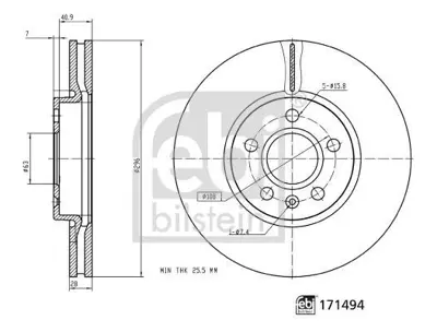 FEBI BILSTEIN 171494 On Fren Dıskı S90 Iı (234) 2.0 D3 15> V90 Iı 16> 16 Jant 31423722