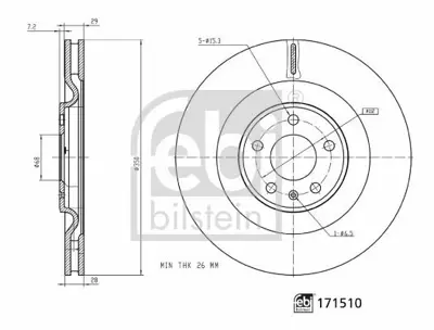 FEBI BILSTEIN 171510 Fren Dıskı Arka 4M0615601J, 4M0615601P
