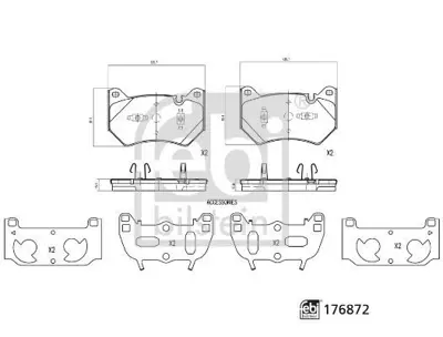FEBI BILSTEIN 176872 Fren Balatası Ön 80A698151B, 80A698151F