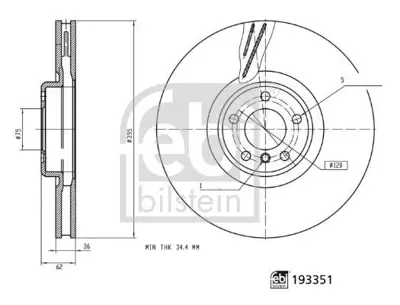 FEBI BILSTEIN 193351 Fren Dıskı On Sol M Bmw X5 F15 X6 F16 09> 34116789069