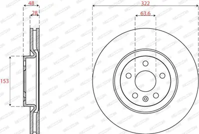 FERODO DDF2693C On Fren Aynası Volvo S90 Iı , 16>  V90 Iı 16> Dıs Cap  322 Mm  31423724