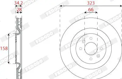 FERODO DDF2784C Fren Dıskı On Ds3 P208 1.6thp Cap 323mm Kalınlık 28mm 10> 4249L6