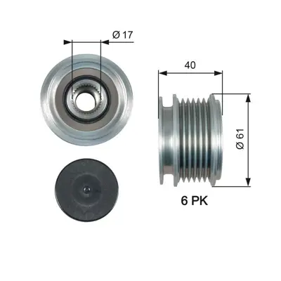 GATES OAP7013 Alternator Kasnağı Bora Caddy Iı Iıı Transporter T5 Crafter 30 35 Eos Golf Iv V Vı Jetta Iı Iv 022903119C