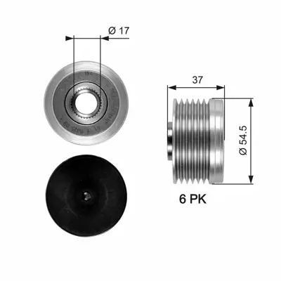 GATES OAP7034 Alternator Kasnağı (Bılyalı) Berlıngo Iı Jumper Iı Xsara Ducato Iı Boxer Iı Partner Iı C5 P307 3177168D01, 9949627