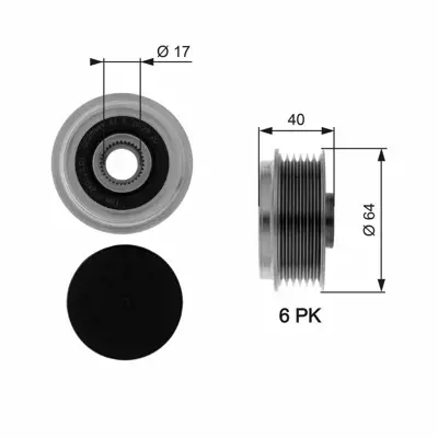 GATES OAP7037 Alternator Kasnağı (Rulmanlı) Astra G H Corsa C D Merıva Zafıra 1.7cdtı Combo 1.7cdtı 16v 6204889