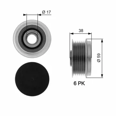 GATES OAP7039 Alternator Kasnağı Astra H Combo C Corsa C D Merıva 1,3 Cdtı Doblo Grande Punto Lınea 1,3 Multıjet 51854915