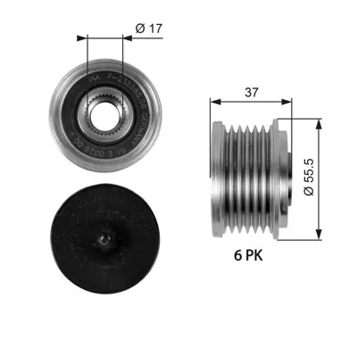 GATES OAP7046 Alternator Kasnağı W203 0307 Cl203 0811 W204 0709 W211 0208 W220 0205 A6461500260