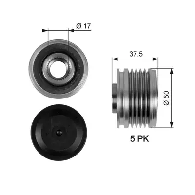 GATES OAP7053 Alternator Kasnagi Mercedes A-Class W168 98>04 W169 04>12 Vaneo 414 02>05 Mitsubishi Colt 1 5 Did 2004-2012 MN960267