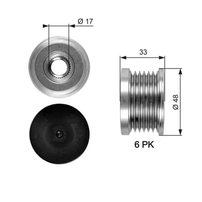 GATES OAP7054 Alternator Rulmani Bmw E81 E87 E82 E88 E46 E90 E91 E92 E93 E60 E83 E84 E85 12317552352