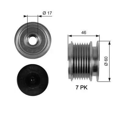 GATES OAP7056 Alternator Kasnağı W203 02>07 Cl203 02>08 C209 02>09 R171 04>11 Vıano W639 10> Sprınter 08> A121540602