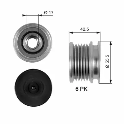 GATES OAP7060 Alternator Kasnağı W202 97>01 W210 98>02 V-Class 638-2 99>03 Vıto 638 99>03 Sprınter 00>06 A6111550615