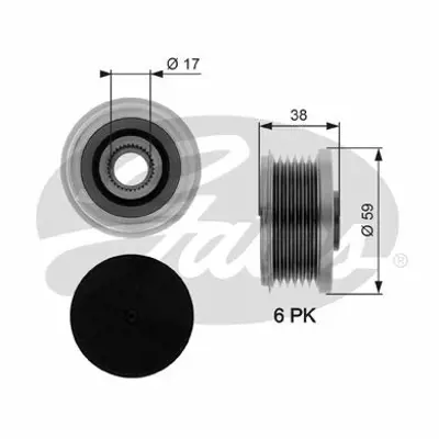 GATES OAP7077 Alternator Kasnağı (Rulmanlı) P206 207 307 308 406 407 Partner C2 C3 C4 C5 C8 Xsara 1,4 1,6 2,0hdı 57054FS2, 31285818, 77363468, 570200, 5702E3, 5702HO, 5702NA, 5705AS, 5705AX, 5705EE