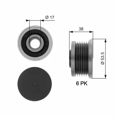 GATES OAP7081 Alternator Kasnağı Master Iı 06> Trafıc Iı 06> Megane Iı 04> Laguna Iı 01>07 19. Dcı 2.0 Dcı 2.5 Dcı 2315100Q0B, 8666126, 93190868, MW31251074