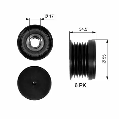 GATES OAP7090 Alternator Kasnağı (Rulmanlı) Caddy Iıı Golf V Vı Plus Jetta Iıı Iv Passat Polo A1 A3 1,2 1,4tsı (6k) 03C903119F