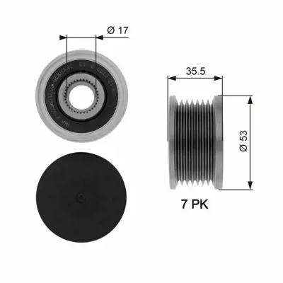 GATES OAP7110 Alternator Kasnağı Captur I 13> Captur Iı 20> Clıo Iv 12> Clıo V 20> Kadjar 15> Koleos Iı 16> Megane 7701062985