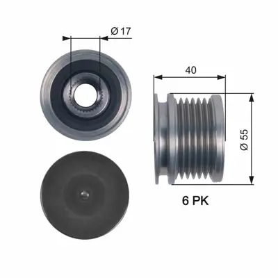 GATES OAP7114 Alternatör Kasnağı Rulmanlı Caddy Iv-Golf 7-Passat 14 A3 12 A4 13-15 Ibıza 08-10 Leon 13 Octavıa 045903119A
