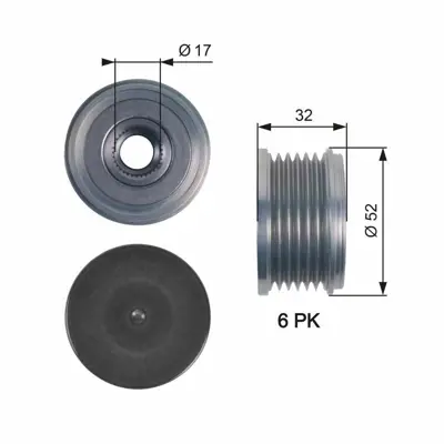 GATES OAP7140 Alternator Kasnağı (Rulmanlı) Berlıngo C2 C3 C4 C5 Jumper Xsara Partner Ducato Partner Boxer P308 P3 3140068D02000, 3177168D01000, 5705AA, 5705AS, 5705ER, 5705EY, 5705NH, 96408787